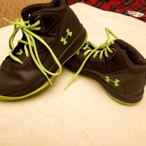 Boys Grey & Green Leather Under Armour Sneakers 3Y